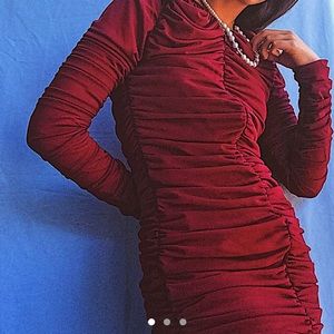 Burgundy Zip up turtleneck Fashion Nova Dress